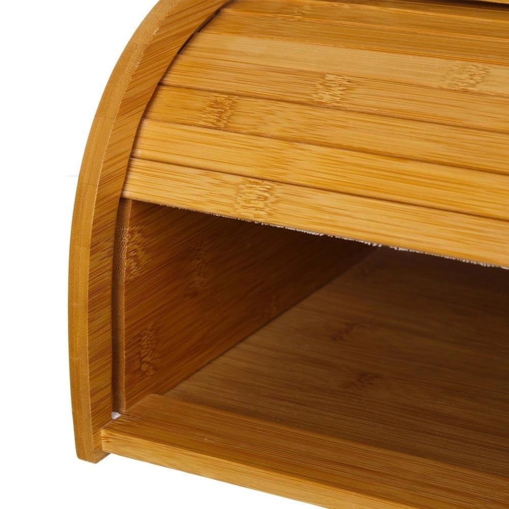 Trade Shop - Portapane In Legno Di Bambu' Cucina Cassetto Porta Pane Con Apertura Serrandina -