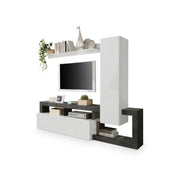 Set di mobili da soggiorno con contenitori 220 cm, collezione BURA, bianco lucido/grigio antracite