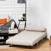 Poltrona Letto 3 in 1 con Schienale Reclinabile in 6 Posizioni, 94x78x80 cm, Beige