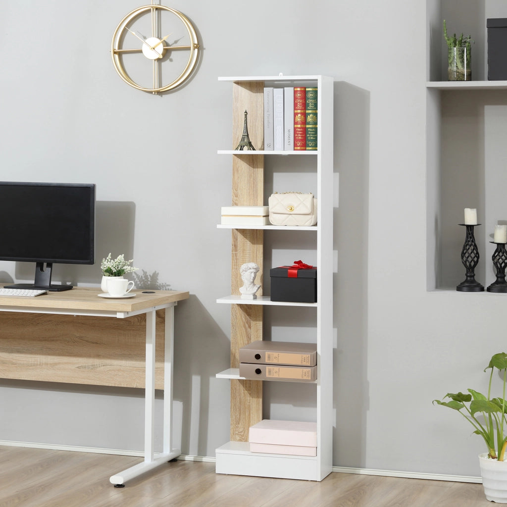 Libreria con 5 Ripiani ¨C Zephmum ¨C 45x21x170 Bianco Rovere