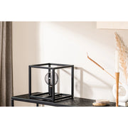 Lampada da tavolo T340 nera a cubo in metallo, 28 cm
