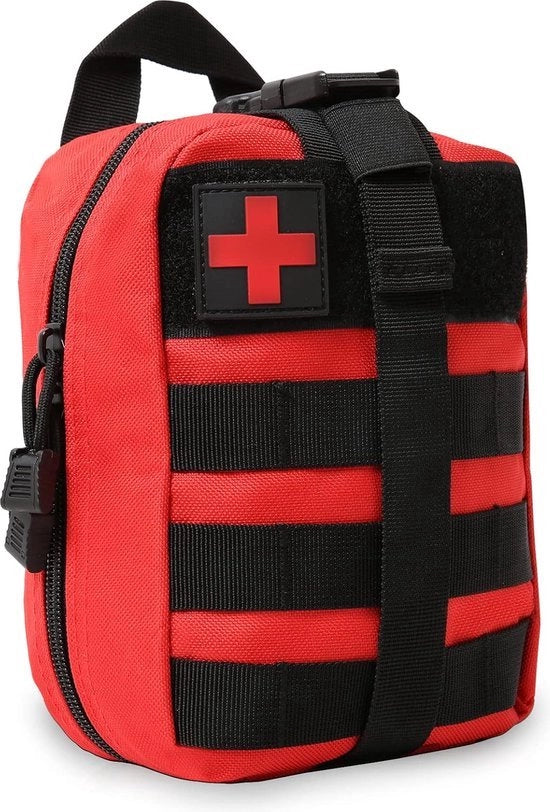 Kit Medico Tattico, Borsa Medica Esterna, Kit EHBO Militare, Kit di Primo Soccorso Tattico in Nylon per Outdoor, Borsa di Emergenza, Borsa di Primo Soccorso, Rosso