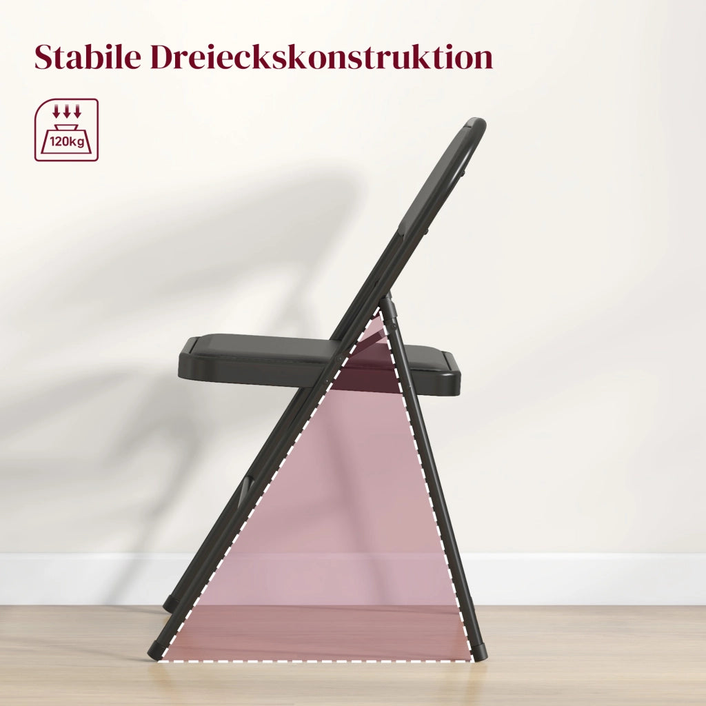 Set 2 Sedie Pieghevoli da Ufficio ¨C Xylo ¨C Gambe Metallo, Similpelle Nero