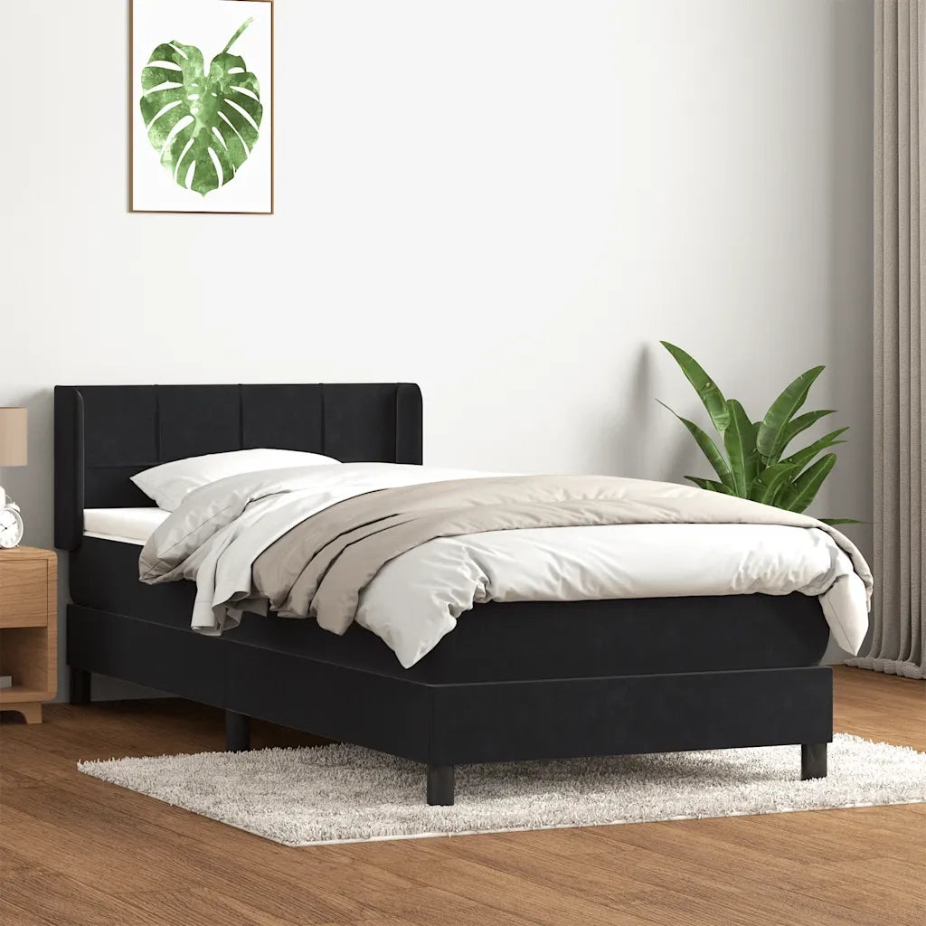 Giroletto a Molle con Materasso Nero 90x210 cm in Velluto