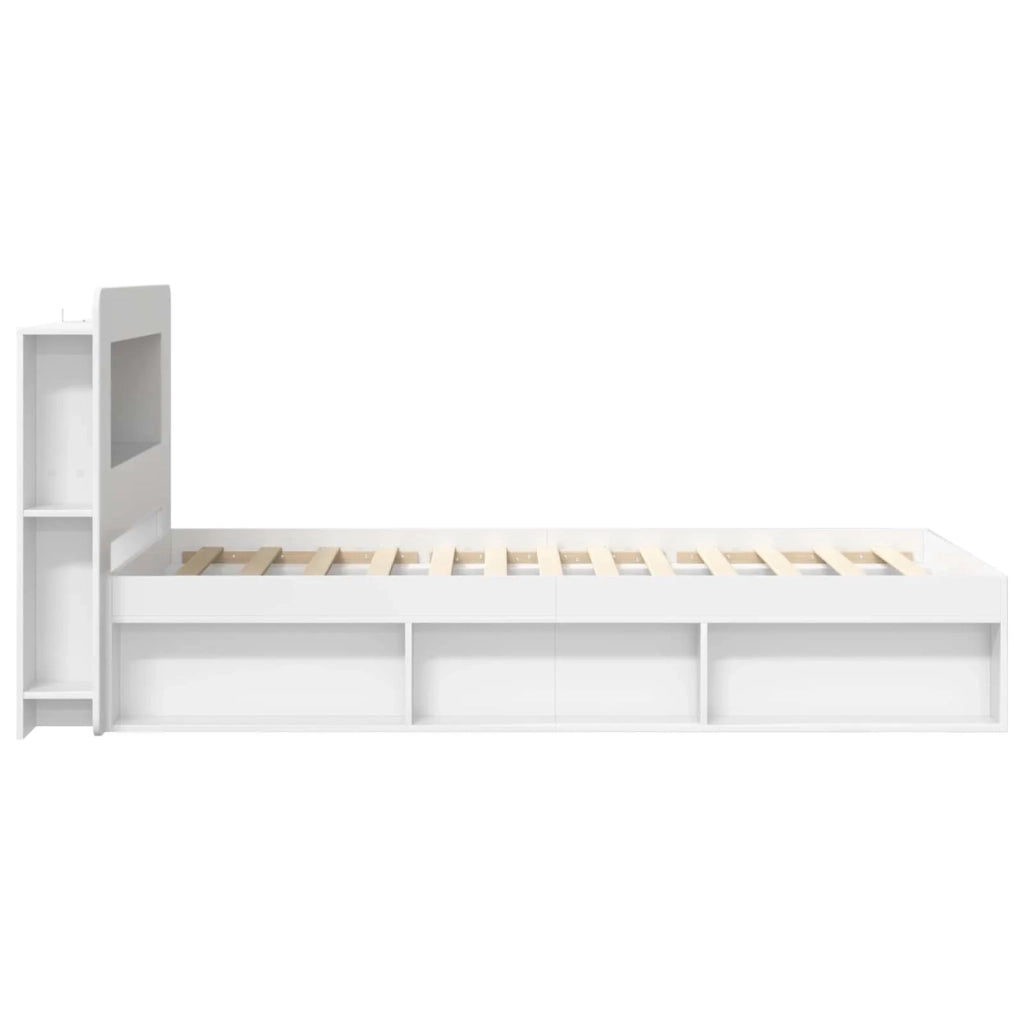 Telaio del letto con storage con testiera Bianco 90 x 190 cm