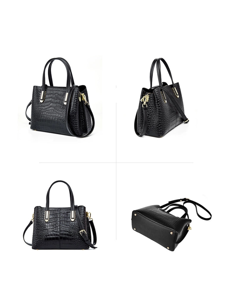 Borsa a tracolla da donna in vera pelle, colore nero.