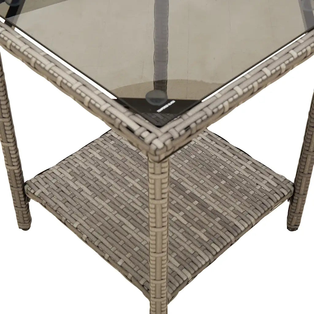 Divano da Giardino con Tavolo e Cuscini a L Grigio Polyrattan 4103874