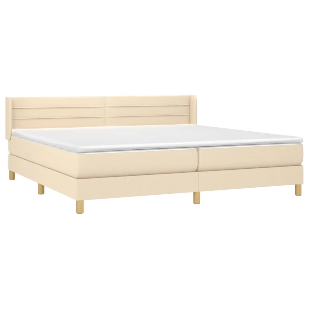 Giroletto a Molle con Materasso Crema 200x200 cm in Tessuto 3130382