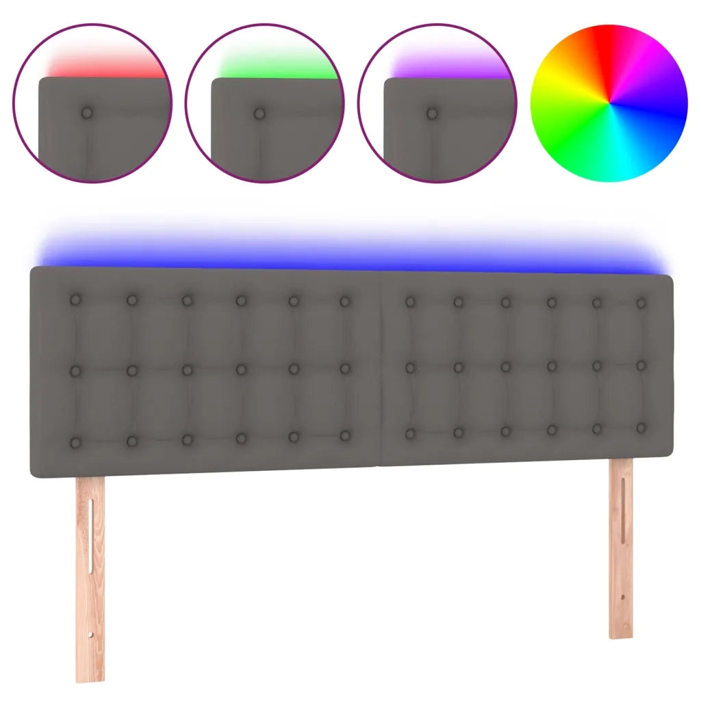Testiera | Testata a LED Grigio 144x5x78/88 cm in Similpelle