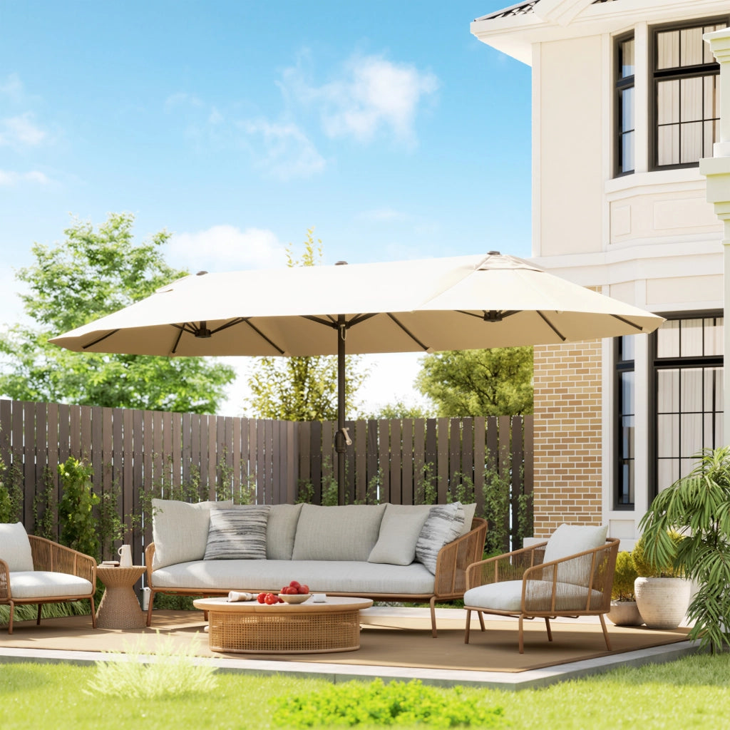 Ombrellone da giardino esterno parasole doppio ¨C zephmum ¨C crema 460x270x240 cm