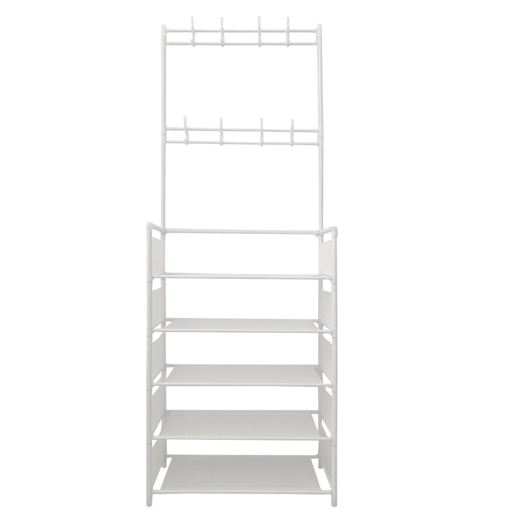 Appendiabiti Da Ingresso Con Scarpiera 16 Grucce 5 Ripiano Nyana Home Bianco