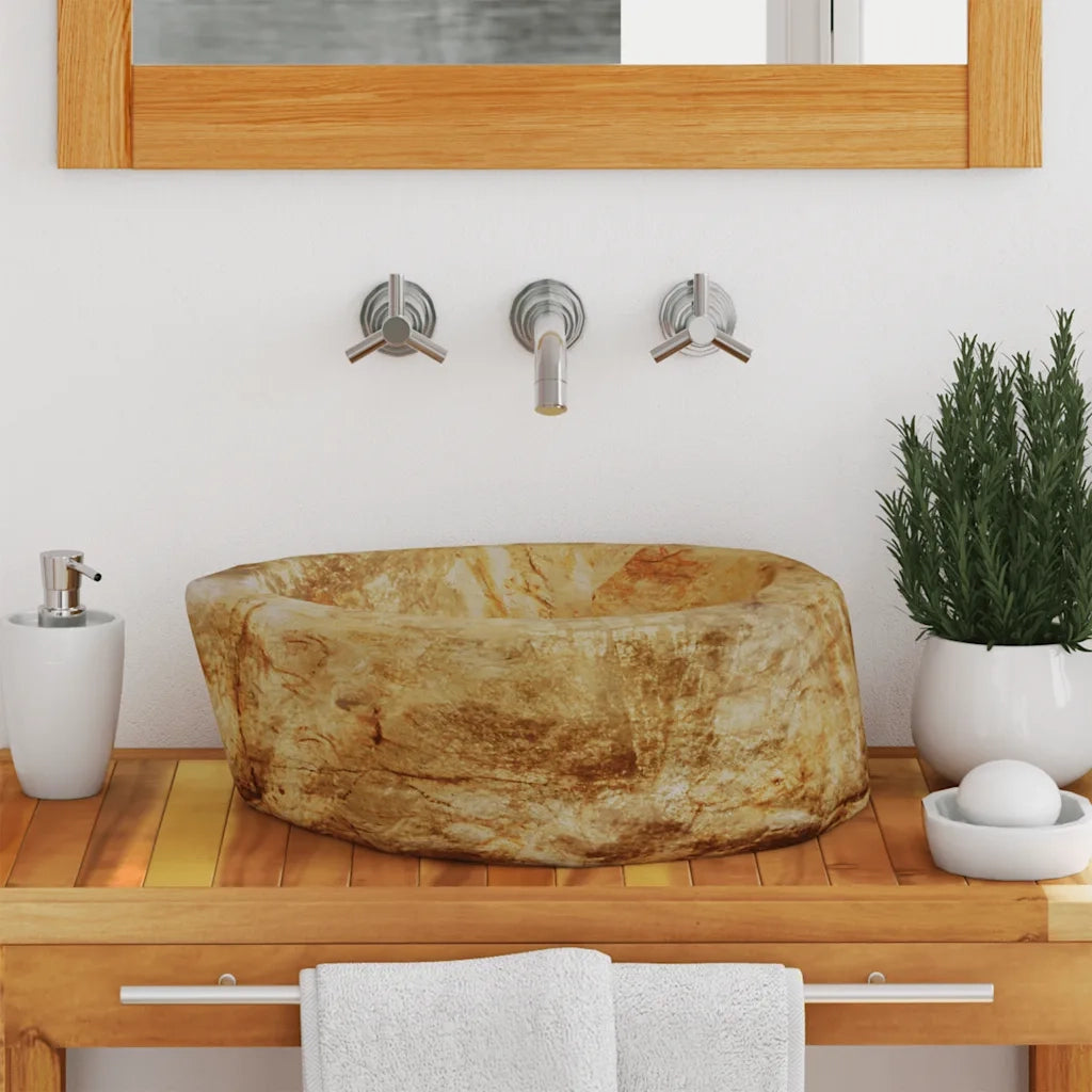 Lavandino 45x35x15 cm in Pietra Fossile Crema CFW9701395