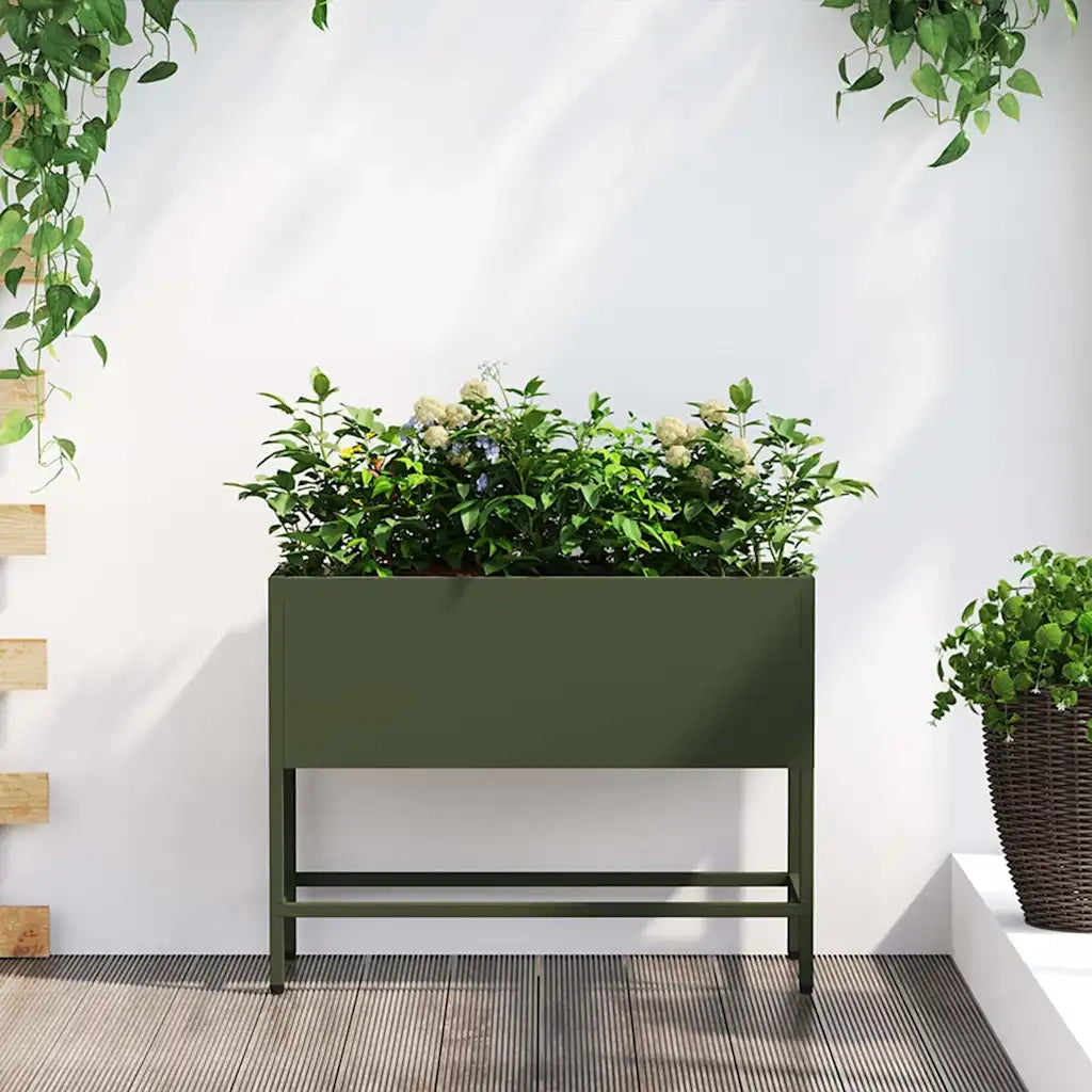 Vaso da Giardino Rialzato Oliver verde 60 x 26 x 45 cm Acciaio 865886