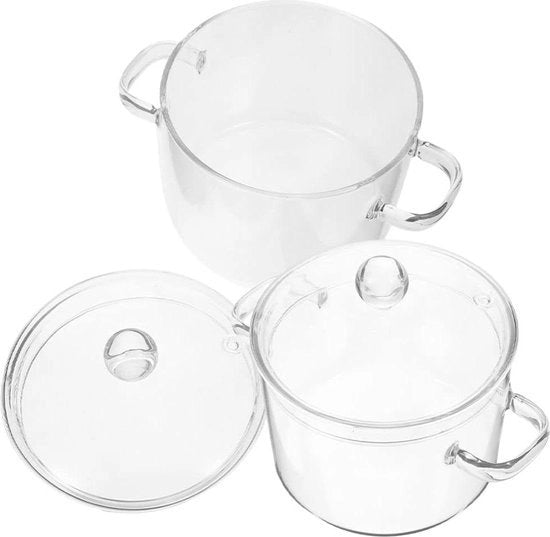 Padella in vetro borosilicato trasparente 2 in 1 - 1350 ml - inducto
