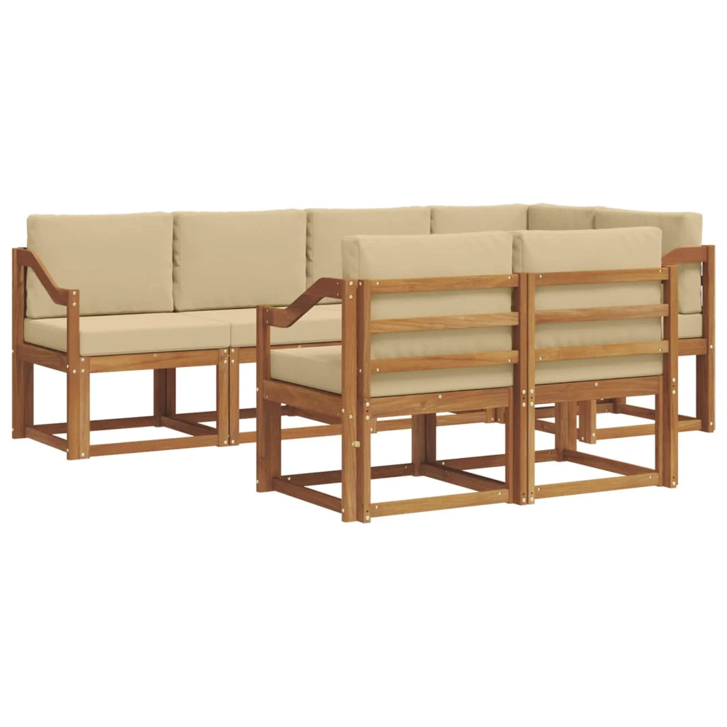Set di divani da esterno con cuscino 7 pcs Naturale e Beige 3366551