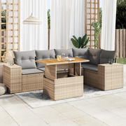 Set Divano da Giardino 6 pz con Cuscini Beige in Polyrattan