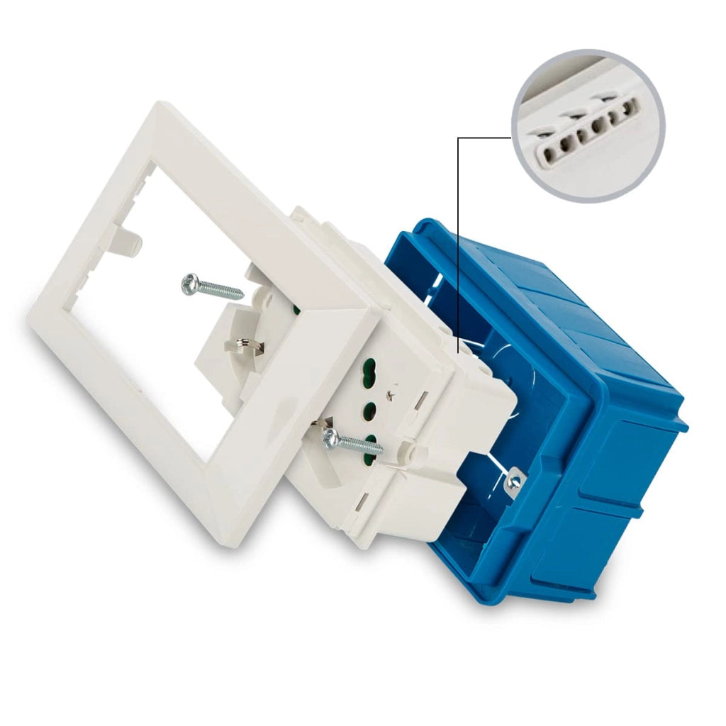 Doppia Presa Incasso per Scatola Serie Fanton Opera Plus Colore Bianco