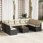 Set da giardino  da 10 pezzi con cuscini Nero Polyrattan Acacia