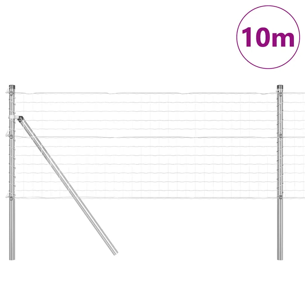 Recinzione da Giardino | Recinzione con Posto Argento 0,8 x 10 m Acciaio e PVC