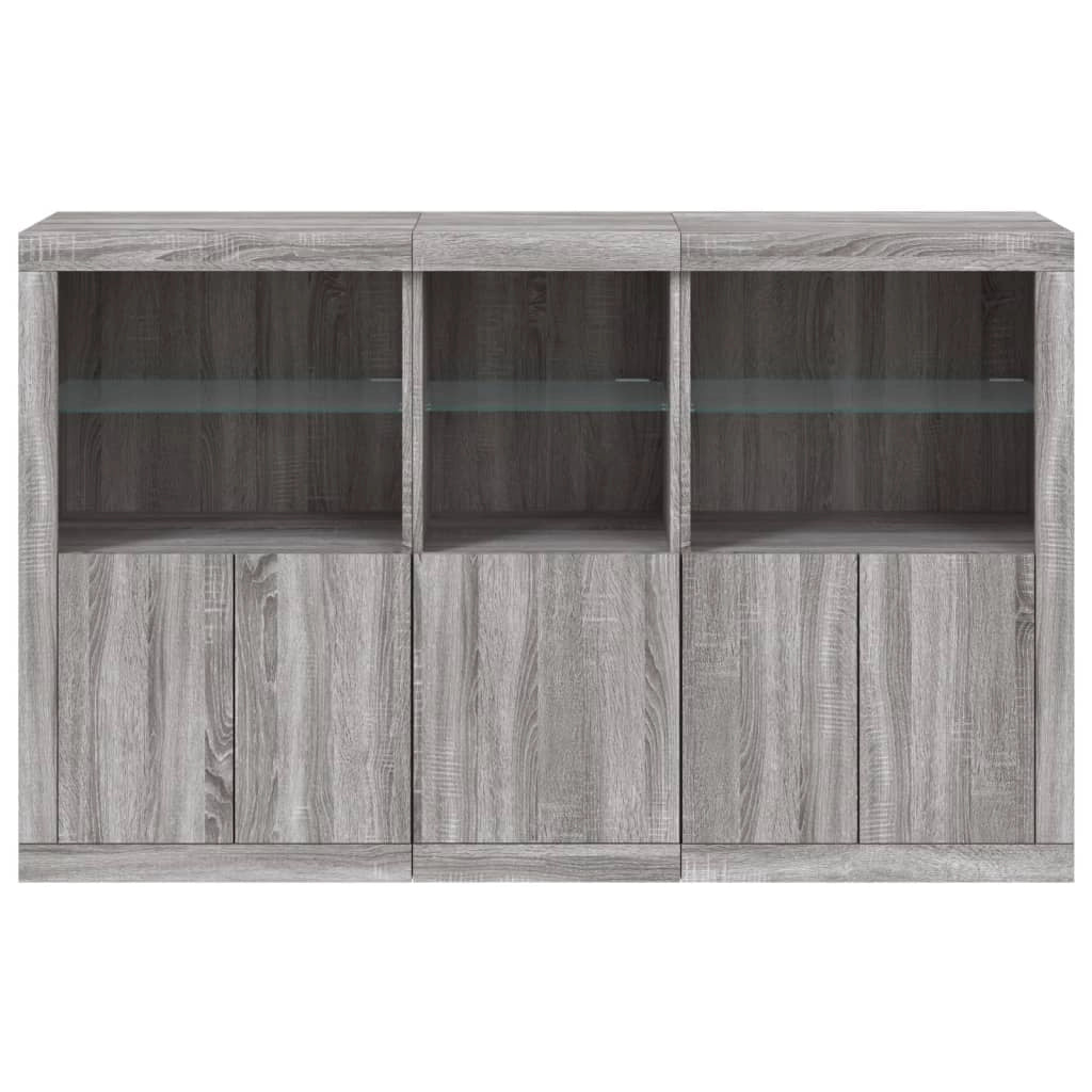 Buffet credenza cassettiera armadio mobile contenitore organizer per cucina soggiorno salotto con luci LED Sonoma 162 x 37 x 100 cm grigio 02_0030054