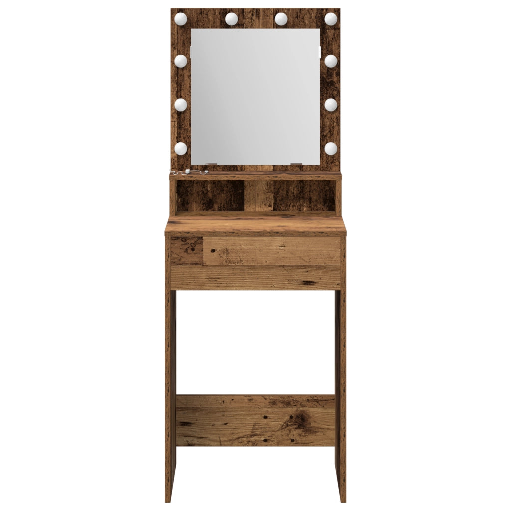 Tavolo da Toeletta con Luci LED - Legno Vecchio, 50x41x135 cm