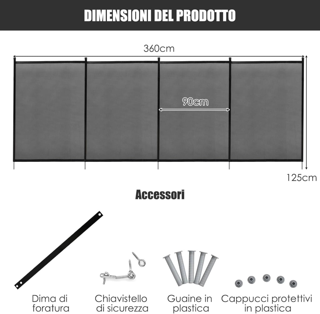 Recinzione di Protezione per Piscina, Barriera Protettiva, Cancelletto di Sicurezza per Piscina, 360 x 125 cm (3)