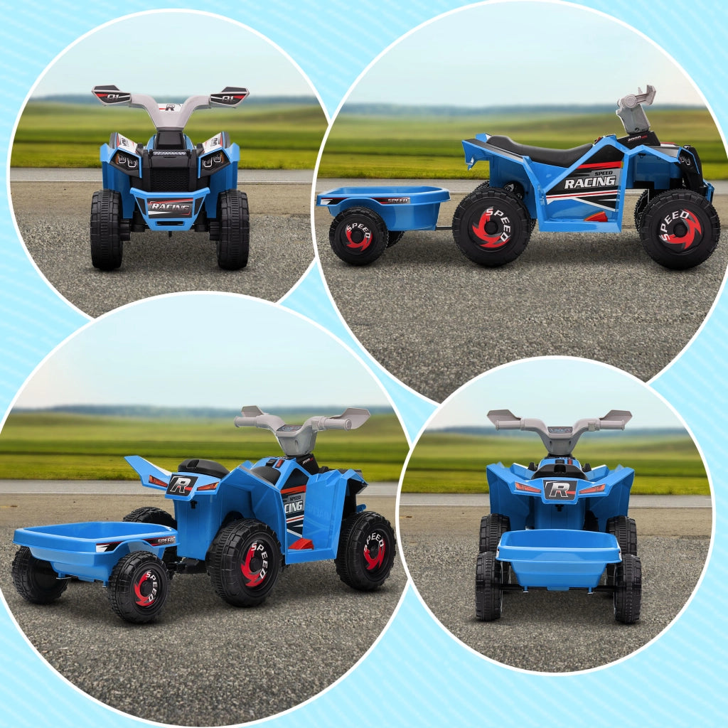 Auto per bambini elettrica ricaricabile con rimorchio ¨C zephmum ¨C Blu