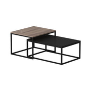 Set di 2 tavolini da caffè rettangolari impilabili in finitura rovere/nero opaco 03_0008350