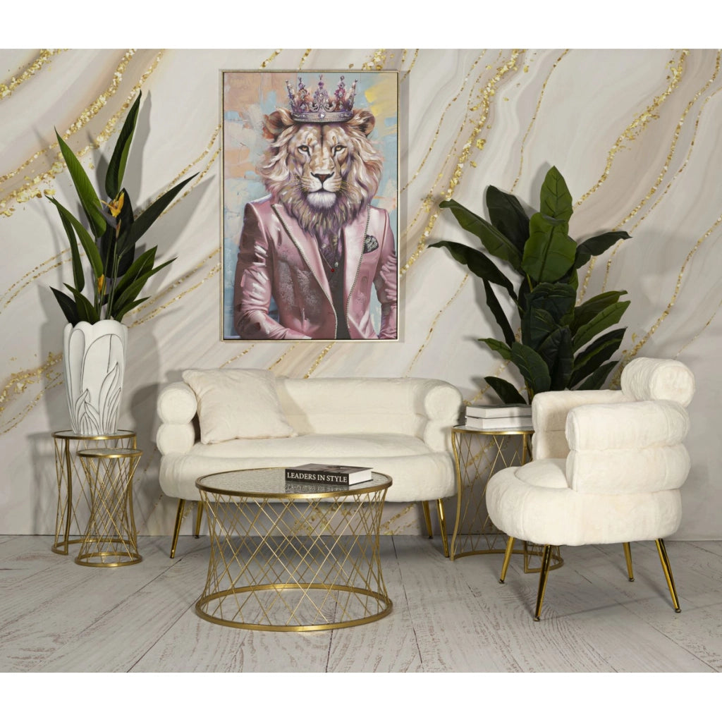 Tavolino VKH567, Oro, Metallo, 70x70x45 cm