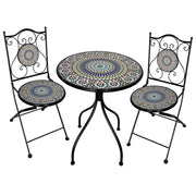 Set tavolo e due sedie in mosaico Arancione e ferro battuto