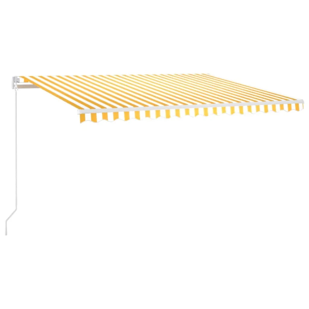 Tenda da Sole Retrattile Manuale 450x300 cm Gialla e Bianca 3068918
