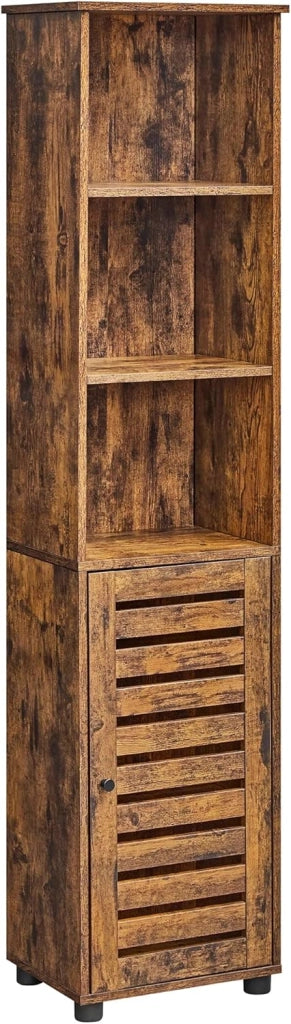 VASAGLE Mobile da Bagno, Armadio Alto per Bagno, Organizzatore Portaoggetti, con 3 Scomparti Aperti e 2 Ripiani Regolabili, Soggiorno, Entrata, Bianco Nuvola BBK160W01