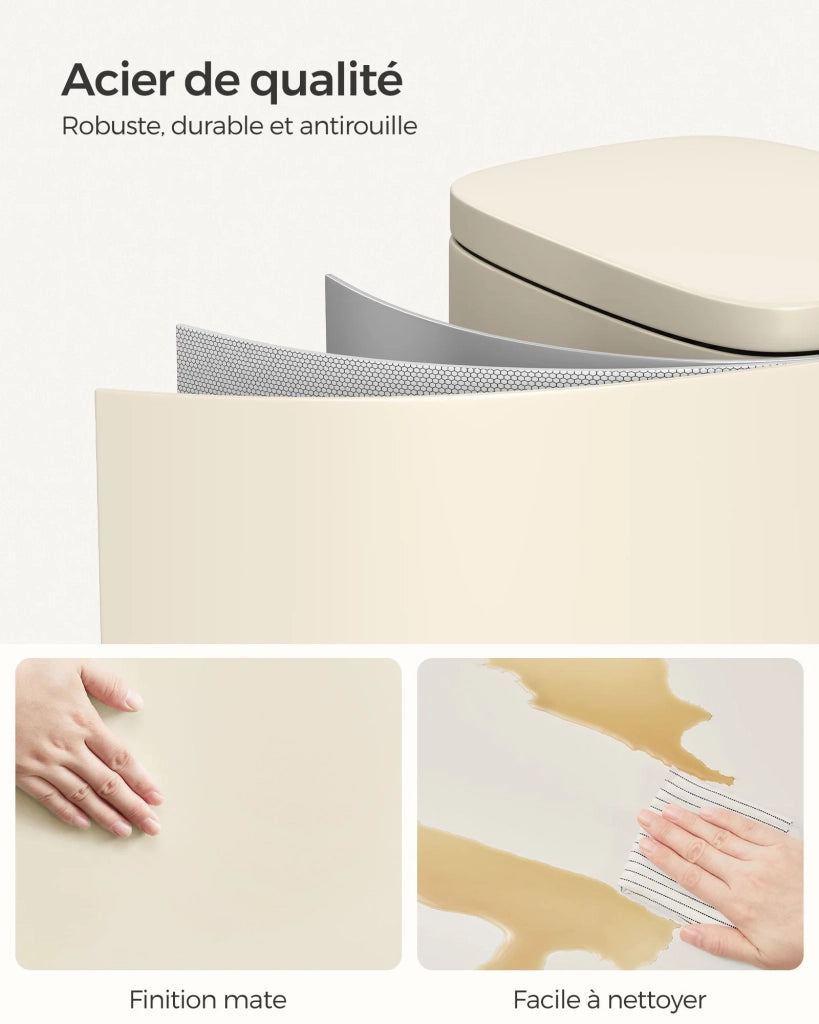 Pattumiera a pedale in acciaio inox con secchio interno in plastica capacità 30 litri coperchio con chiusura ammortizzata antiodore beige 12_0007203