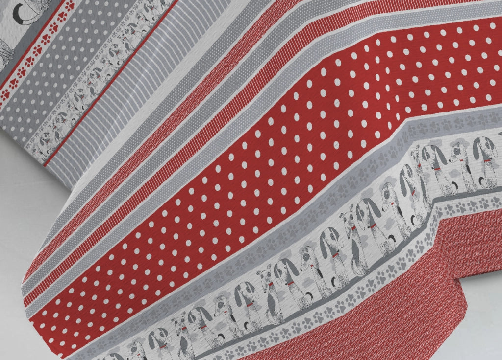 Copriletto Piquet Primavera Estate 100% Cotone Disegno Bau Bau - 1 Piazza e Mezza - Rosso