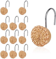 Set di 12 ganci per tenda doccia in rattan rustico