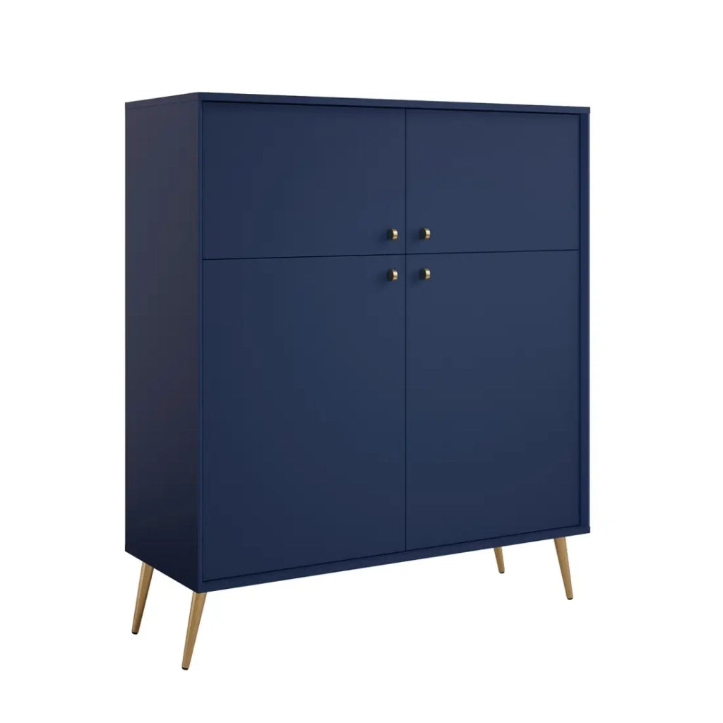 Buffet alto design AZURÉA – 2 ante battenti – Blu profondo – 105x122x41 cm