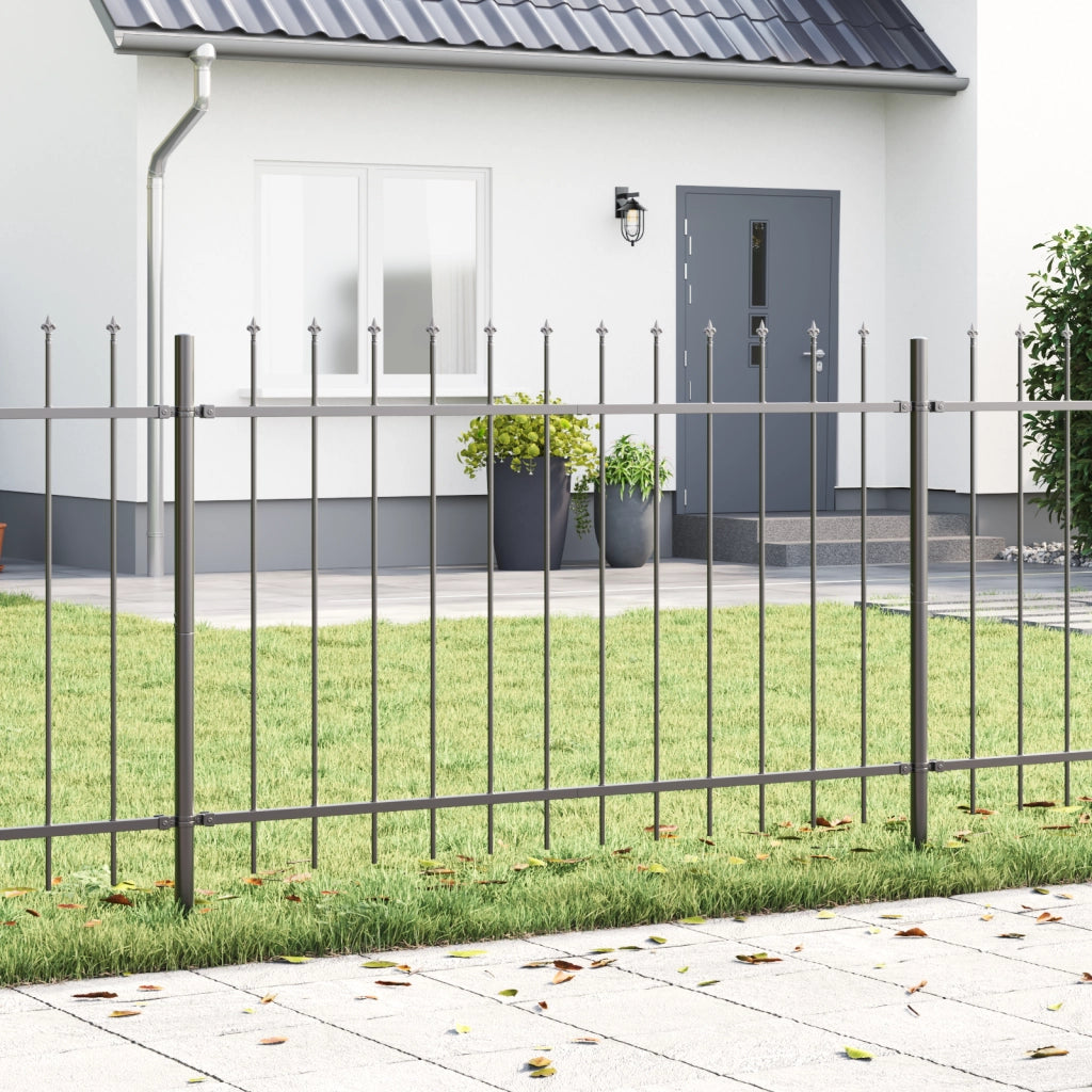 Recinzione da Giardino  con Punta a Lancia Grigia 1,7x0,8 m in Acciaio