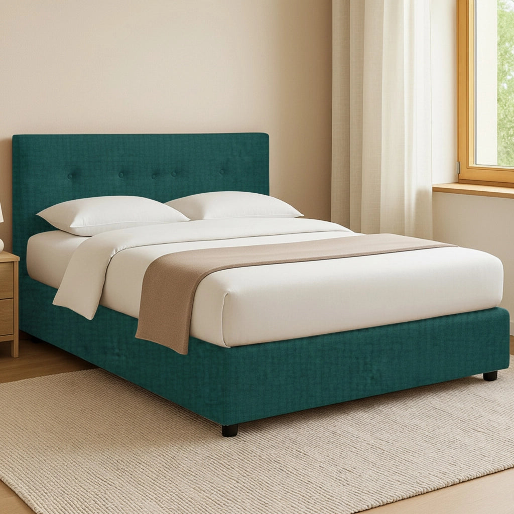 Bolton, Letto Piazza e Mezza Sfoderabile Made in Italy, Verde Petrolio