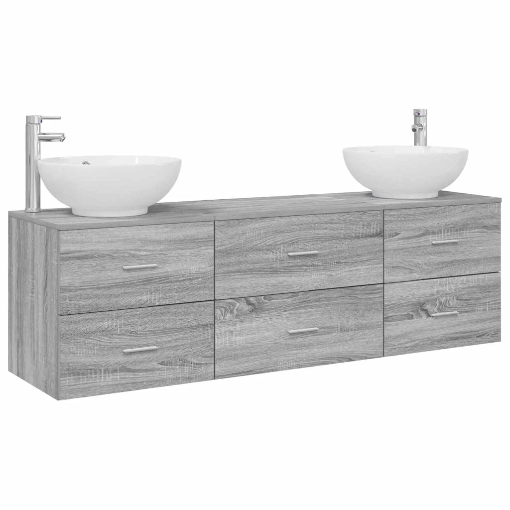 Set di mobili per il bagno 3 pz Sonoma grigio 3405896