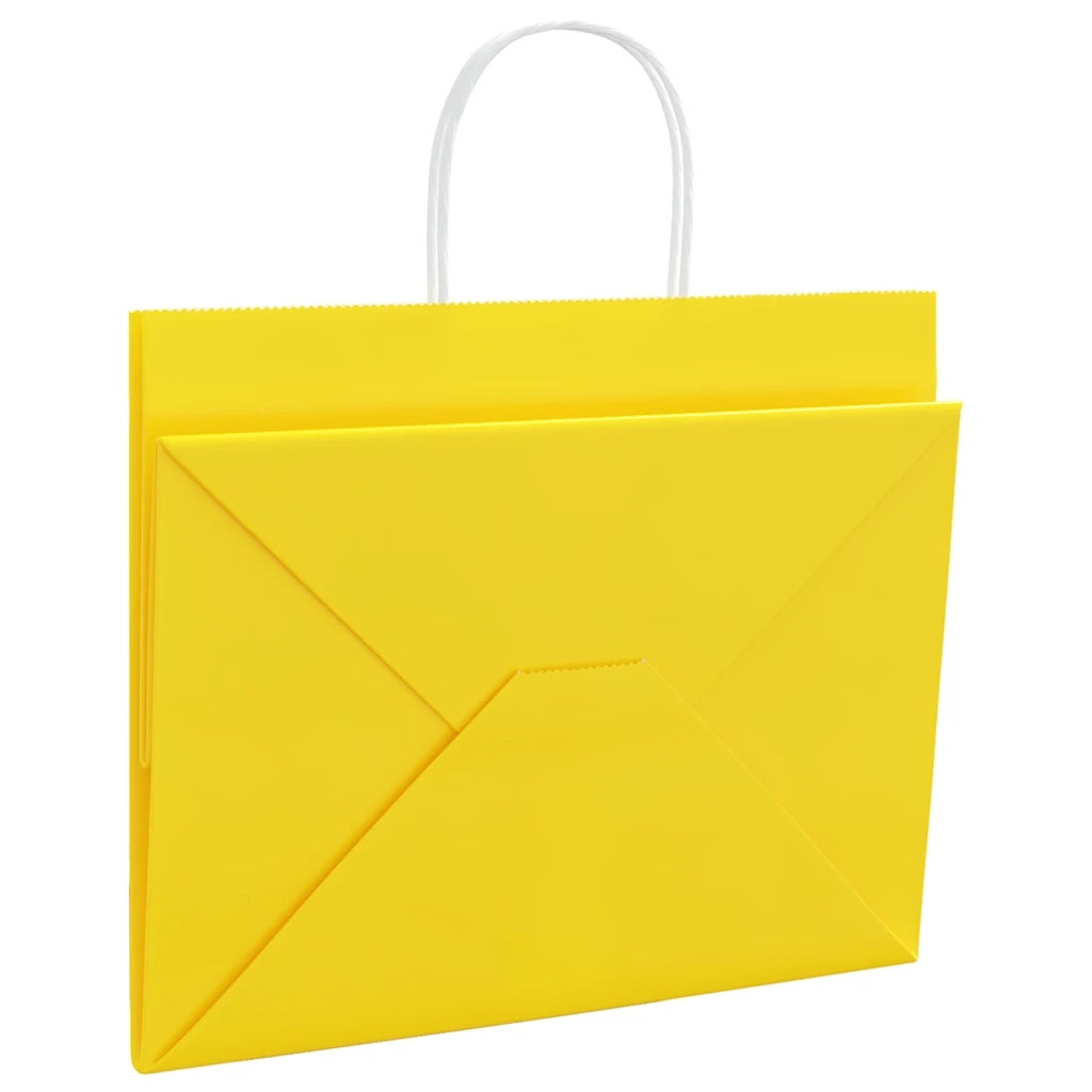 Sacchetti di Carta 250 pz con Manici Gialli 32x22x24 cm 4101791