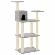 Tiragraffi per gatti Mobili per arrampicata su torre Tiragraffi piattaforma da arrampicata con tiragraffi in sisal leggero 118,5 cm grigio 02_0022554