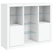 Buffet credenza cassettiera armadio mobile contenitore organizer per cucina soggiorno salotto con luci LED 3 pezzi legno ingegnerizzato bianco 02_0037199