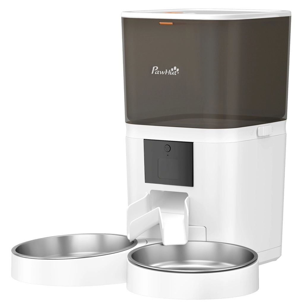Dispenser Cibo Automatico per Gatti ¨C zephmum ¨C Bianco ABS Inox 37x36x35cm