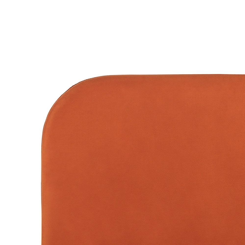 Letto arancione velluto tappezzeria doppia dimensione gambe dorate testiera con rete a doghe 140 x 200 cm design minimalista