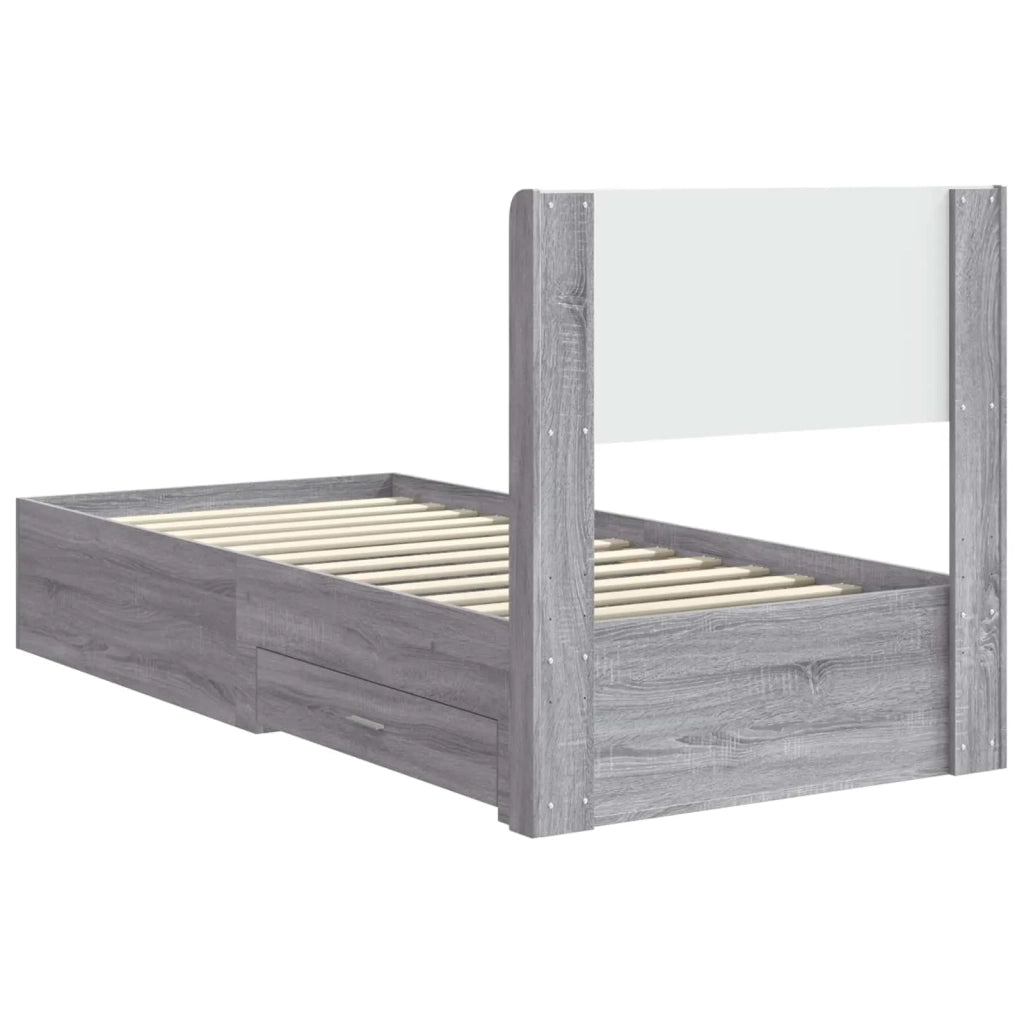 Struttura del letto con stoccaggio e testata-Giroletto con contenitore Sonoma grigio 428701