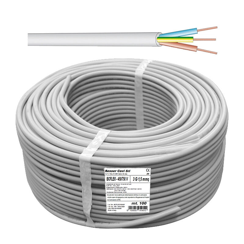 CAVO ELETTRICO 450/750V SEZ 3X2,50 MM GRIGIO- 100,0 metri