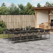 Set da Pranzo da Giardino 13pz con Cuscini Grigio in Polyrattan 3211304