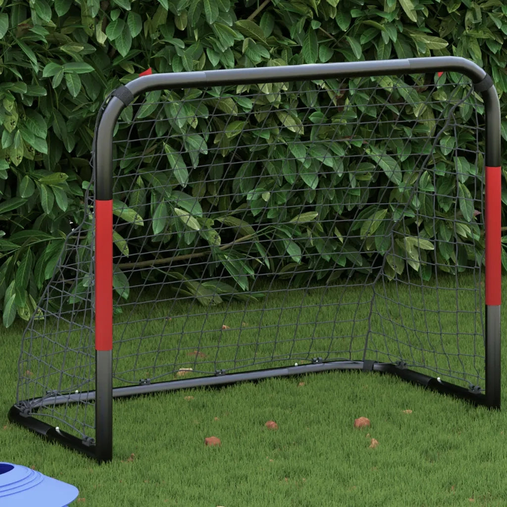 Porta da Calcio con Rete Rossa e Nera 90x48x71 cm in Acciaio CFW8596007