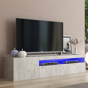 Mobile da soggiorno Porta Ardy, Made in Italy, Credenza per Ardy a 2 ante, Porta Ardy da salotto, cm 150x40h37, Cemento, con luce LED blu