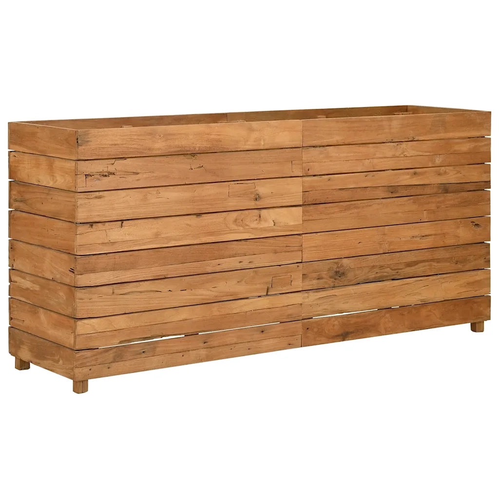 Fioriere | Cassetta per fiori | Letto Rialzato 150x40x72 cm Legno di Teak di Recupero e Acciaio